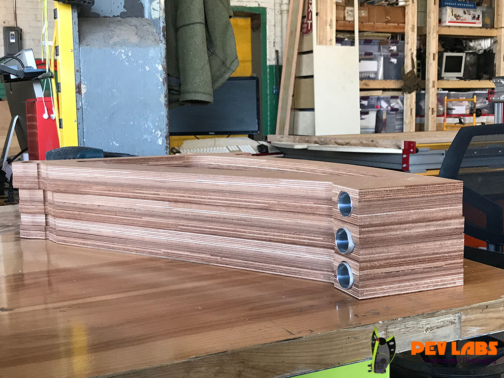 Stack of Sapele Wood Bike Frames Stack of Sapele Wood Bike Frames