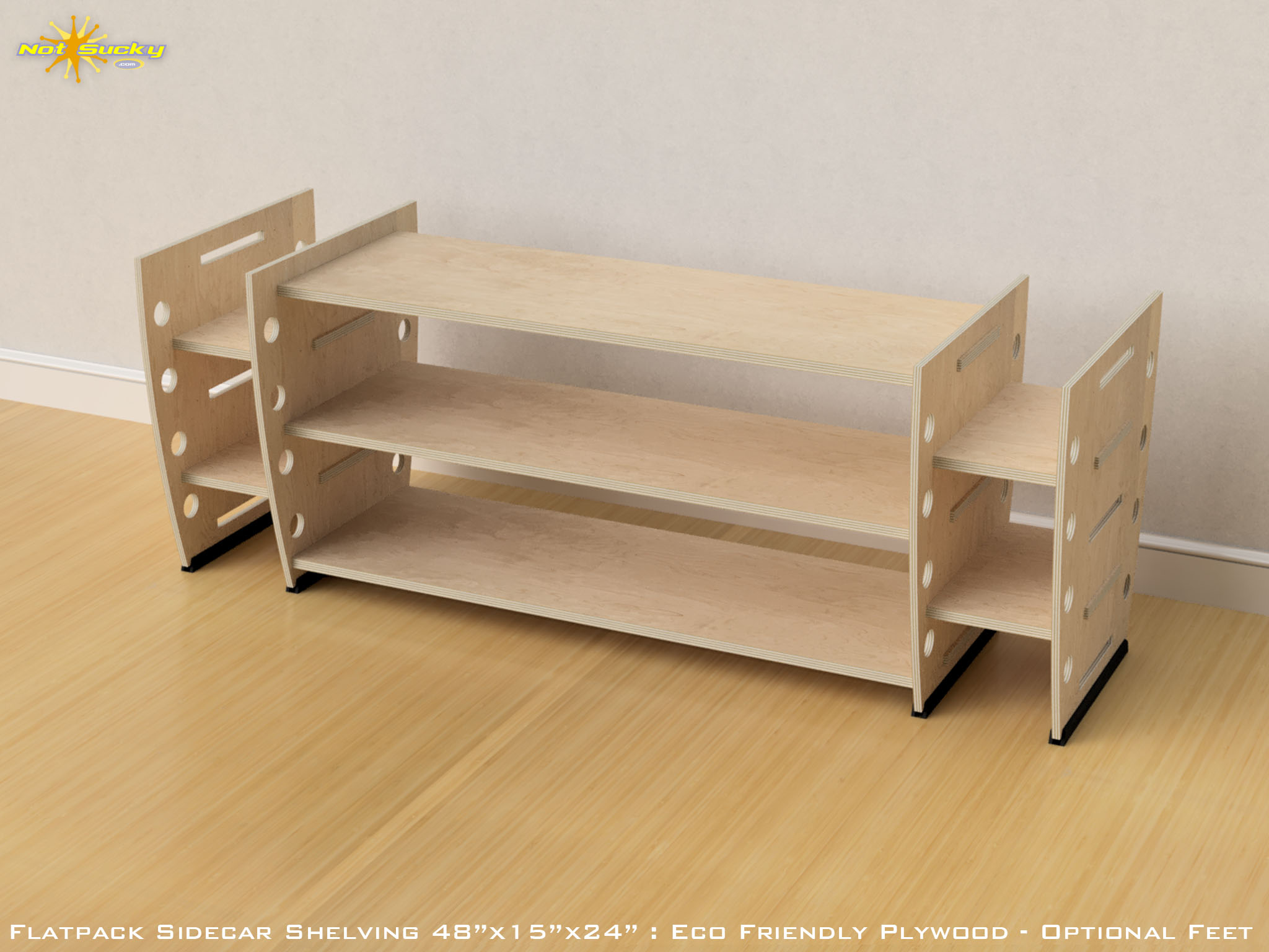 Retro Sidecar Flat Pack Shelving Birch