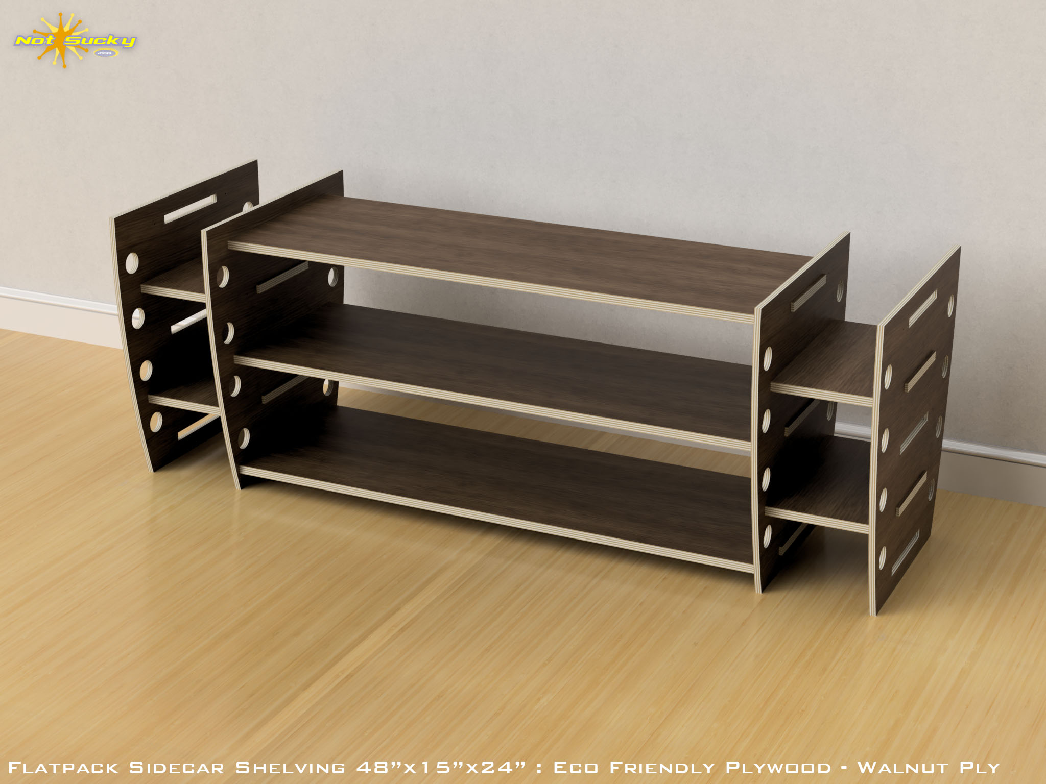 Retro Flat Pack Shelving Walnut