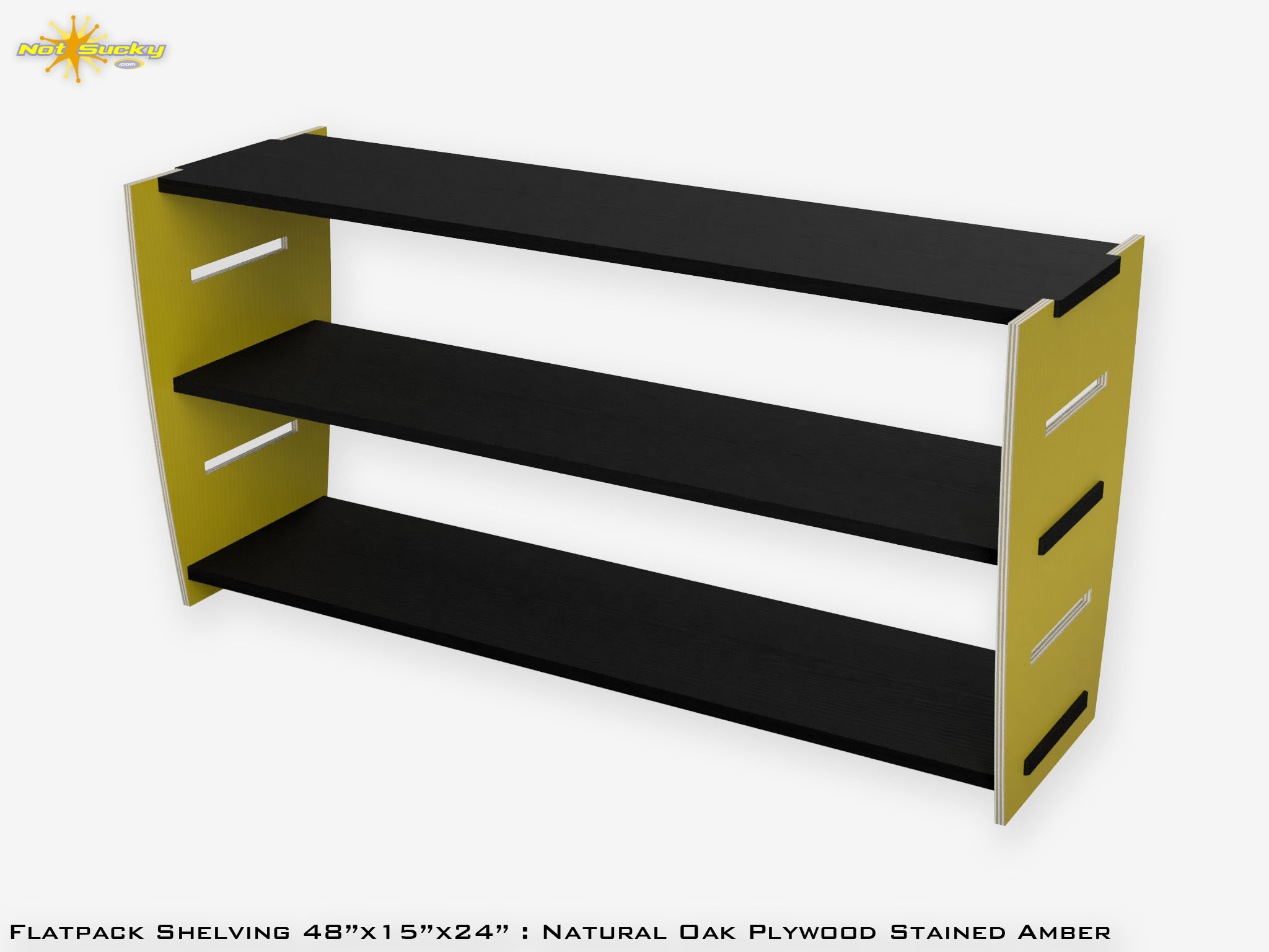 Stained Plywood Flat Pack Shelving Amber