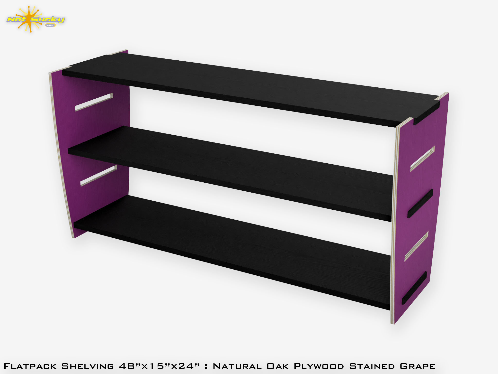 Stained Plywood Flat Pack Shelving Purple