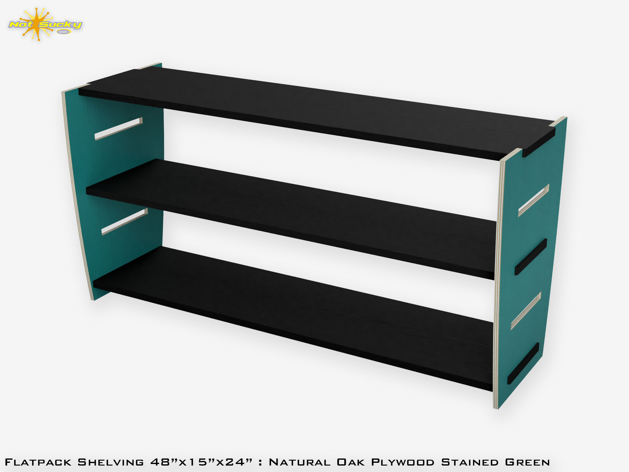 Stained Plywood Flat Pack Shelving Green